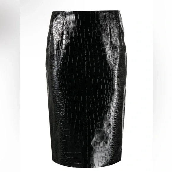 NWT Versace Crocodile Embossed Calf Leather Pencil Skirt $2450 Size 38 RUNWAY - Picture 4 of 6